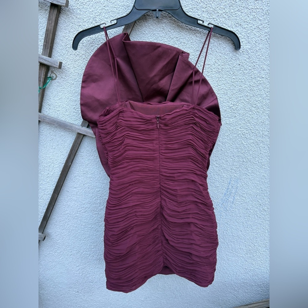 MAGDA BUTRYM X H&M ROSE APPLIQUÉ GATHERED DRESS in Burgundy - Picture 11 of 13